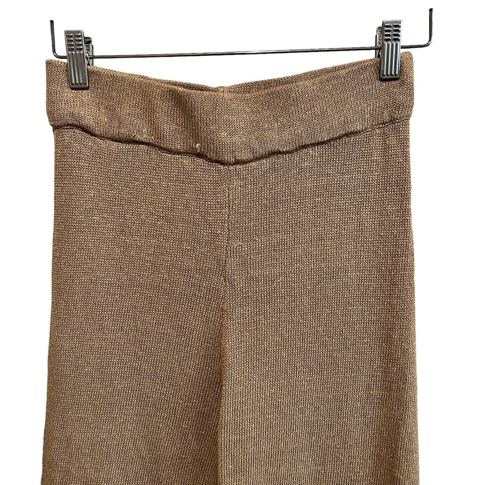 Zara Women's Open Knit Linen High Waisted Flared Ribbed Beige Pants Size Medium - Picture 3 of 9